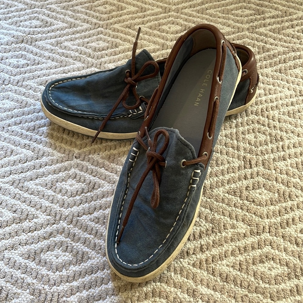 Mens Cole Haan canvas boat shoe